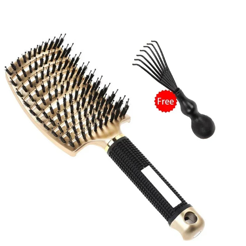 Hair Brush Exfoliating Hair Brush Bristle Women’s Wet Curly Hair Comb Salon Hair Styling Tool, Special for Real Hair Wigs