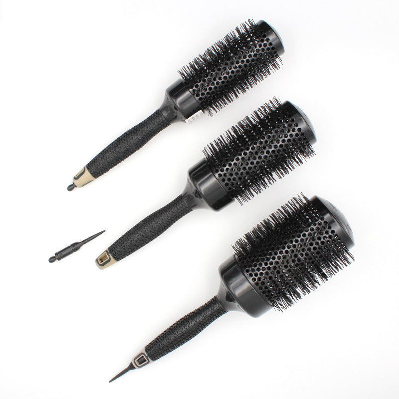 Pro Ceramic Round Brush – Black Aluminum Barrel Blowout Styling Comb for Volume & Smooth Finish