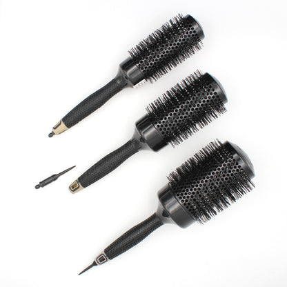 Pro Ceramic Round Brush – Black Aluminum Barrel Blowout Styling Comb for Volume & Smooth Finish