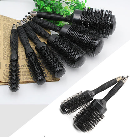 Pro Ceramic Round Brush – Black Aluminum Barrel Blowout Styling Comb for Volume & Smooth Finish