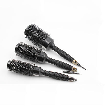 Pro Ceramic Round Brush – Black Aluminum Barrel Blowout Styling Comb for Volume & Smooth Finish