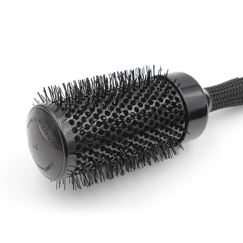 Pro Ceramic Round Brush – Black Aluminum Barrel Blowout Styling Comb for Volume & Smooth Finish