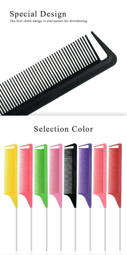 Pro Pointed Tail Salon Hairdressing Hair Styling Anti-static Comb Hair Brush Steel Needle Pin Rat Tail Combs Barber Accessories