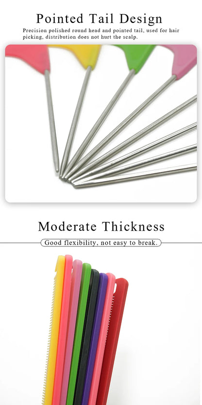 Pro Pointed Tail Salon Hairdressing Hair Styling Anti-static Comb Hair Brush Steel Needle Pin Rat Tail Combs Barber Accessories