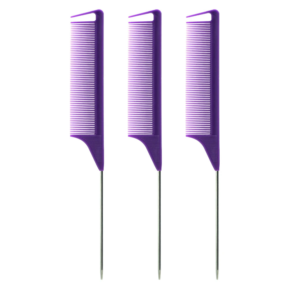Pro Pointed Tail Salon Hairdressing Hair Styling Anti-static Comb Hair Brush Steel Needle Pin Rat Tail Combs Barber Accessories