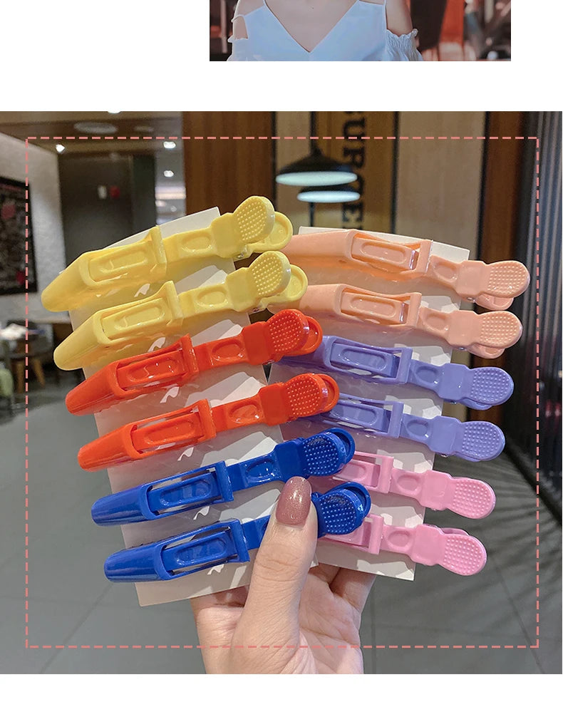 6/8-Piece Colorful Alligator Hair Clips Set — Professional Salon Sectioning and Styling Clamps for Hairdressers & Barbers