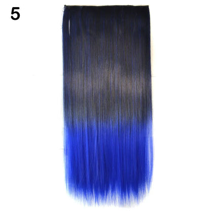 Jeedou Synthetic Clip In Hair Extension Ombre Color One Piece With 5 Clips Halloween Cosplay Hairpieces