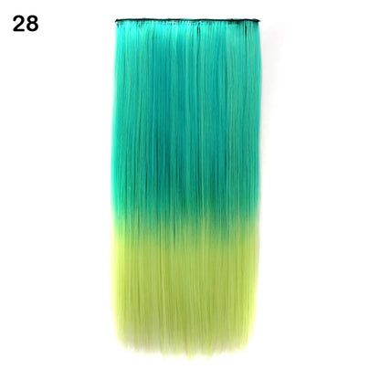 Jeedou Synthetic Clip In Hair Extension Ombre Color One Piece With 5 Clips Halloween Cosplay Hairpieces