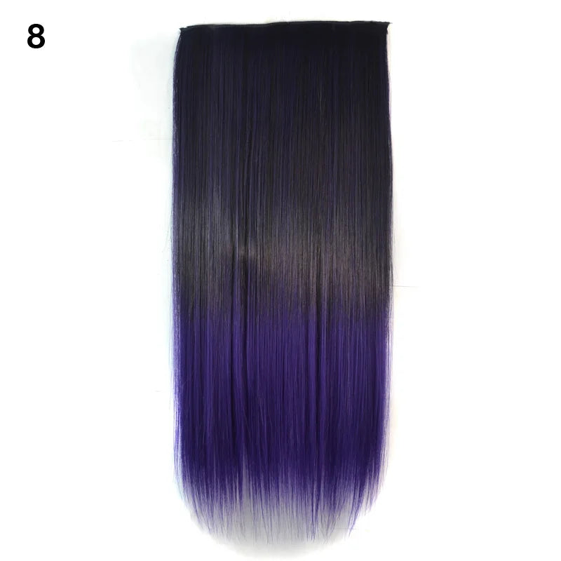 Jeedou Synthetic Clip In Hair Extension Ombre Color One Piece With 5 Clips Halloween Cosplay Hairpieces