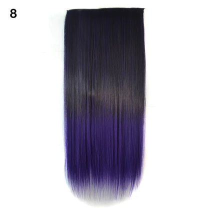 Jeedou Synthetic Clip In Hair Extension Ombre Color One Piece With 5 Clips Halloween Cosplay Hairpieces