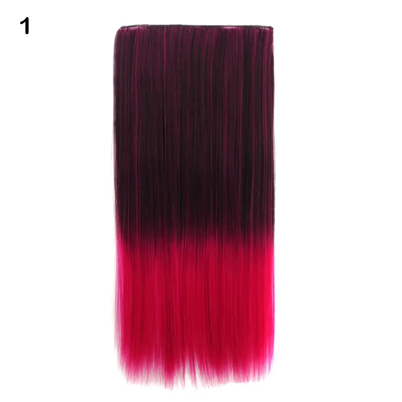 Jeedou Synthetic Clip In Hair Extension Ombre Color One Piece With 5 Clips Halloween Cosplay Hairpieces