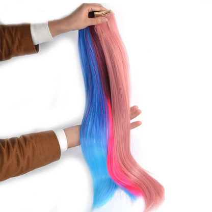 Jeedou Synthetic Clip In Hair Extension Ombre Color One Piece With 5 Clips Halloween Cosplay Hairpieces