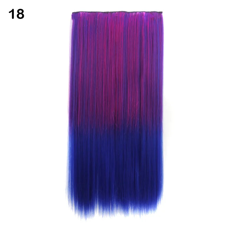 Jeedou Synthetic Clip In Hair Extension Ombre Color One Piece With 5 Clips Halloween Cosplay Hairpieces
