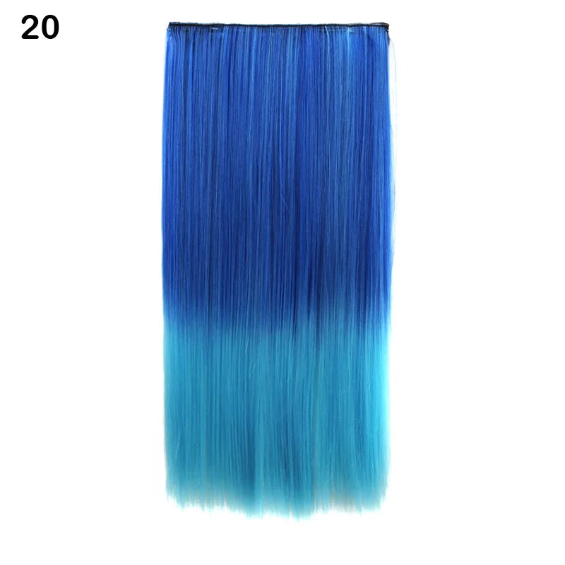 Jeedou Synthetic Clip In Hair Extension Ombre Color One Piece With 5 Clips Halloween Cosplay Hairpieces