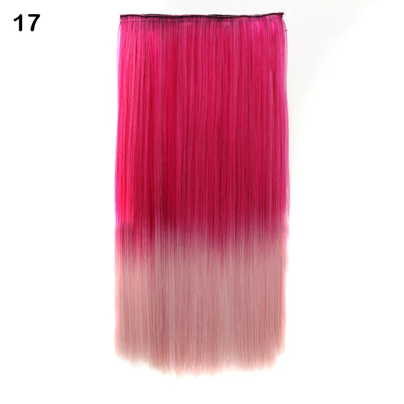 Jeedou Synthetic Clip In Hair Extension Ombre Color One Piece With 5 Clips Halloween Cosplay Hairpieces