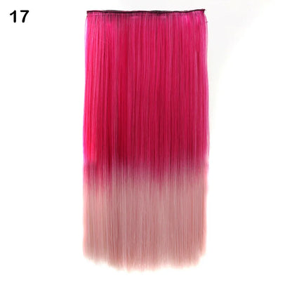 Jeedou Synthetic Clip In Hair Extension Ombre Color One Piece With 5 Clips Halloween Cosplay Hairpieces