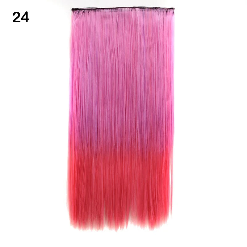 Jeedou Synthetic Clip In Hair Extension Ombre Color One Piece With 5 Clips Halloween Cosplay Hairpieces