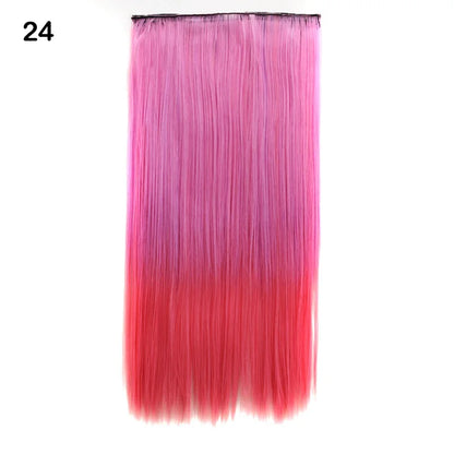 Jeedou Synthetic Clip In Hair Extension Ombre Color One Piece With 5 Clips Halloween Cosplay Hairpieces
