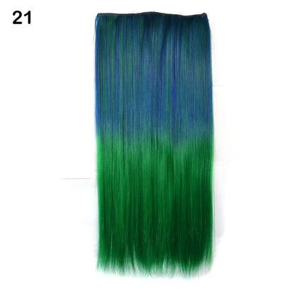 Jeedou Synthetic Clip In Hair Extension Ombre Color One Piece With 5 Clips Halloween Cosplay Hairpieces