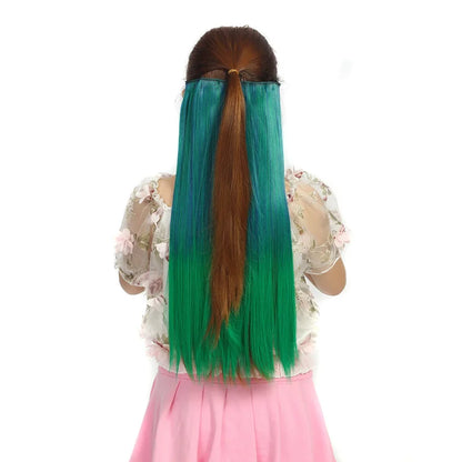 Jeedou Synthetic Clip In Hair Extension Ombre Color One Piece With 5 Clips Halloween Cosplay Hairpieces