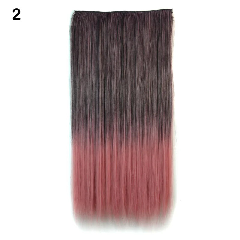 Jeedou Synthetic Clip In Hair Extension Ombre Color One Piece With 5 Clips Halloween Cosplay Hairpieces