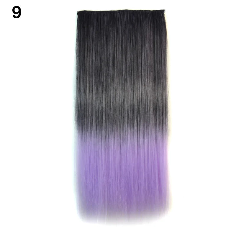 Jeedou Synthetic Clip In Hair Extension Ombre Color One Piece With 5 Clips Halloween Cosplay Hairpieces