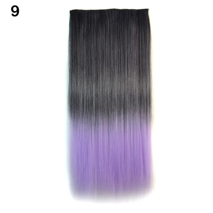 Jeedou Synthetic Clip In Hair Extension Ombre Color One Piece With 5 Clips Halloween Cosplay Hairpieces