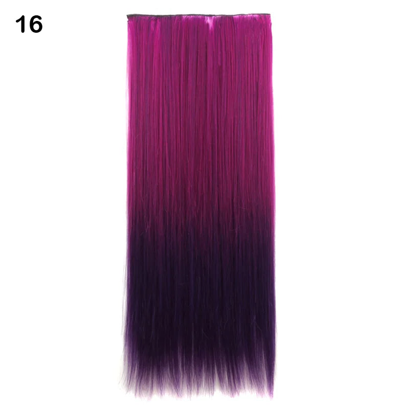Jeedou Synthetic Clip In Hair Extension Ombre Color One Piece With 5 Clips Halloween Cosplay Hairpieces