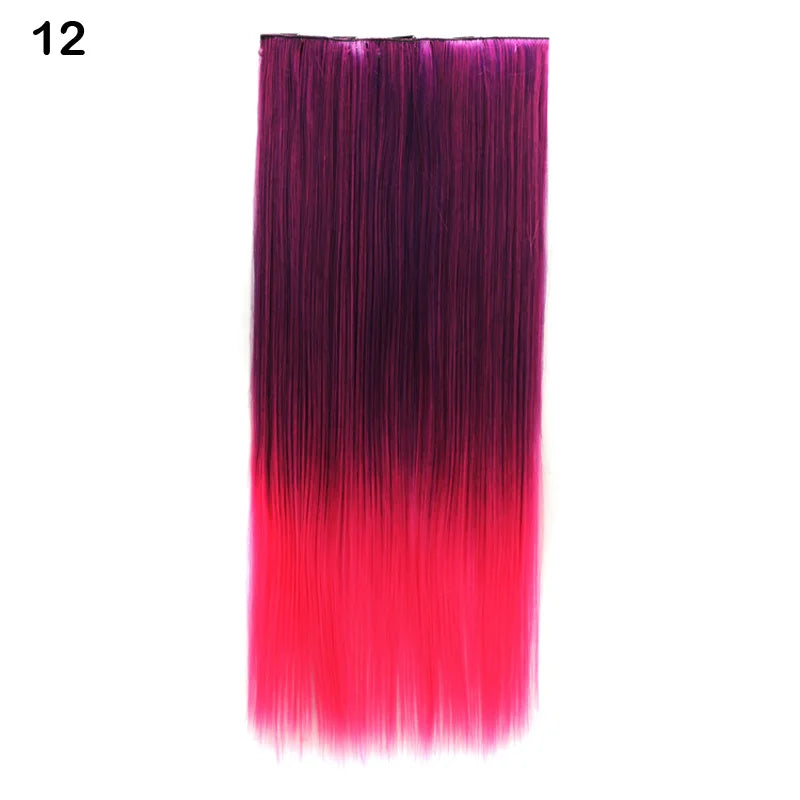 Jeedou Synthetic Clip In Hair Extension Ombre Color One Piece With 5 Clips Halloween Cosplay Hairpieces