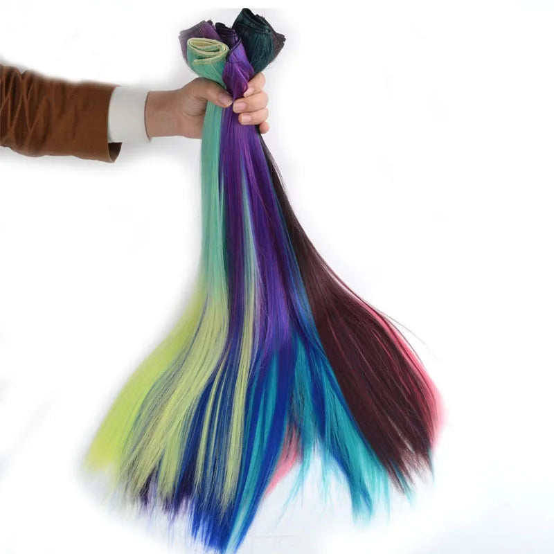Jeedou Synthetic Clip In Hair Extension Ombre Color One Piece With 5 Clips Halloween Cosplay Hairpieces