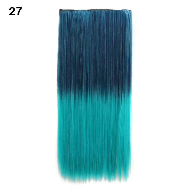 Jeedou Synthetic Clip In Hair Extension Ombre Color One Piece With 5 Clips Halloween Cosplay Hairpieces