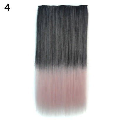 Jeedou Synthetic Clip In Hair Extension Ombre Color One Piece With 5 Clips Halloween Cosplay Hairpieces