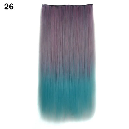 Jeedou Synthetic Clip In Hair Extension Ombre Color One Piece With 5 Clips Halloween Cosplay Hairpieces