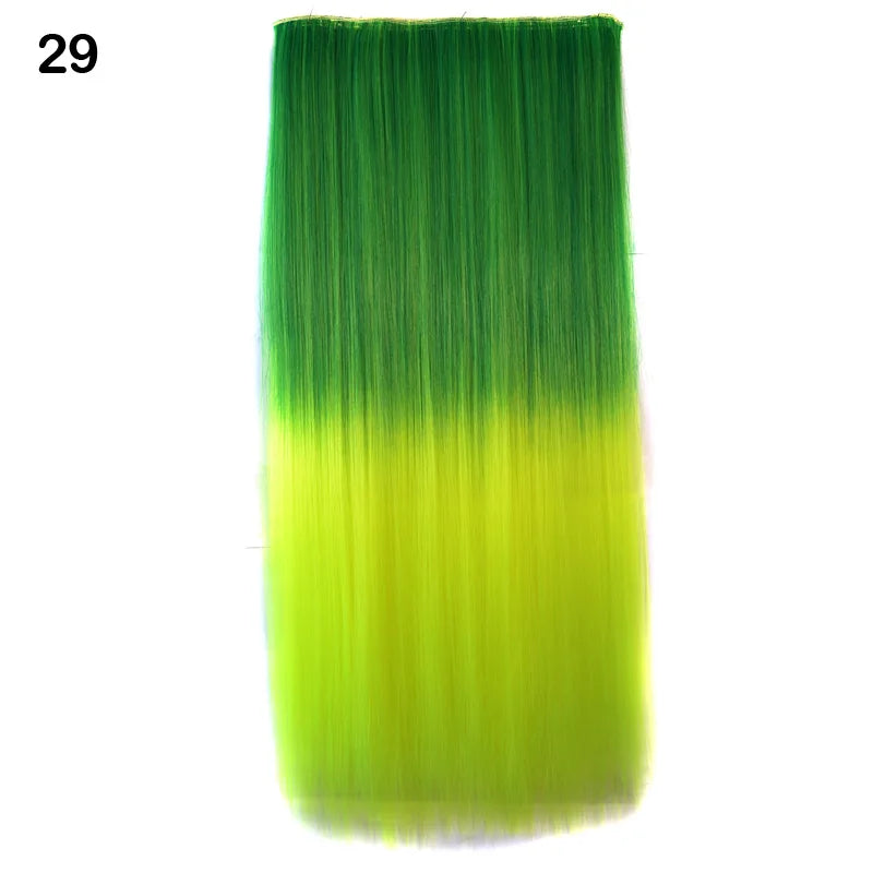 Jeedou Synthetic Clip In Hair Extension Ombre Color One Piece With 5 Clips Halloween Cosplay Hairpieces