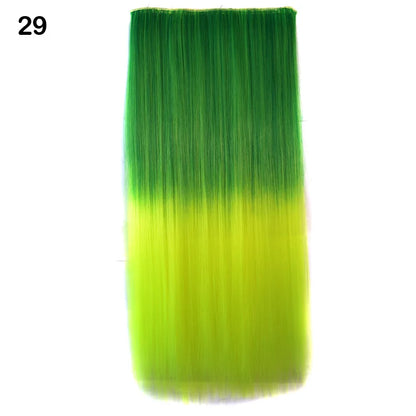 Jeedou Synthetic Clip In Hair Extension Ombre Color One Piece With 5 Clips Halloween Cosplay Hairpieces