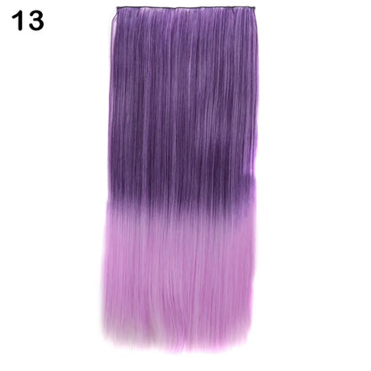 Jeedou Synthetic Clip In Hair Extension Ombre Color One Piece With 5 Clips Halloween Cosplay Hairpieces