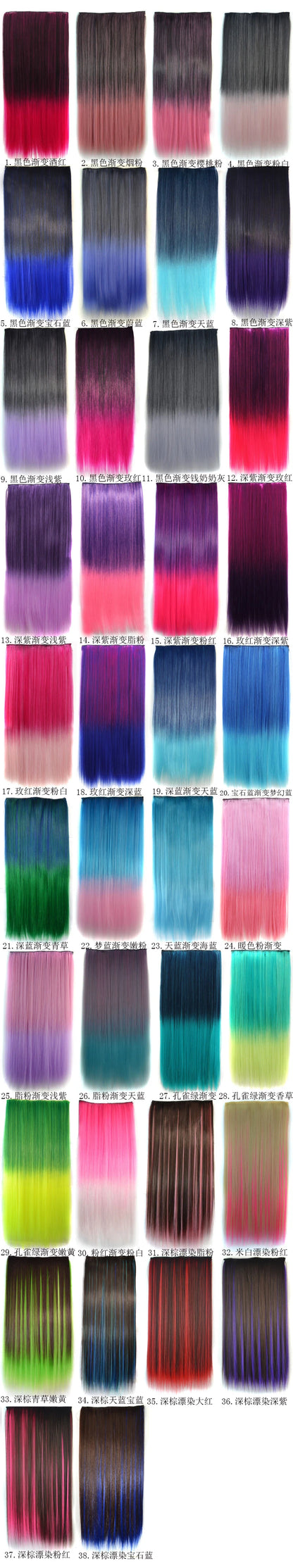 Jeedou Synthetic Clip In Hair Extension Ombre Color One Piece With 5 Clips Halloween Cosplay Hairpieces