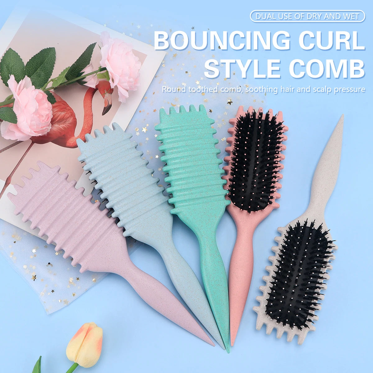 Curl Define Styling Brush – Boar Bristle Detangling & Curl Defining Brush for Natural, Curly, or Textured Hair
