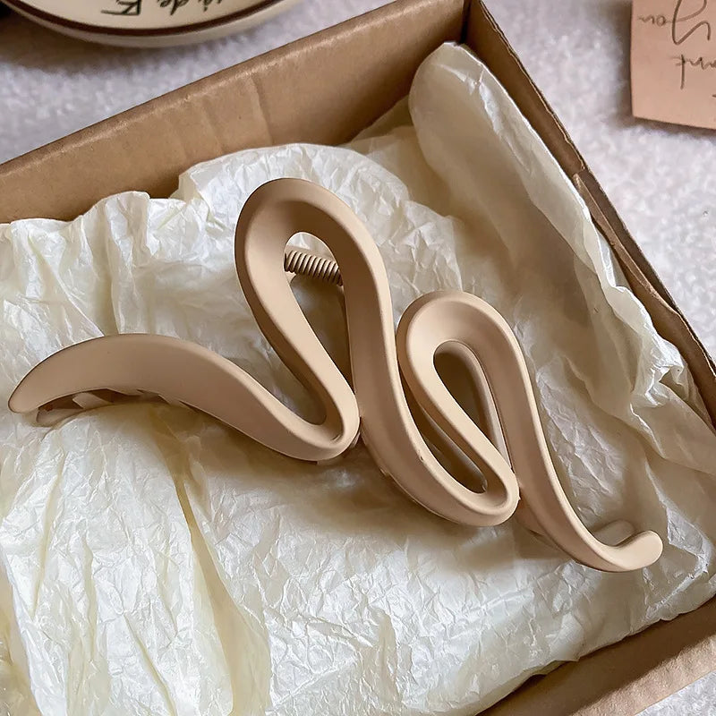 Solid Color Acrylic Frosted Wave Hair Claws for Women Simple Versatile