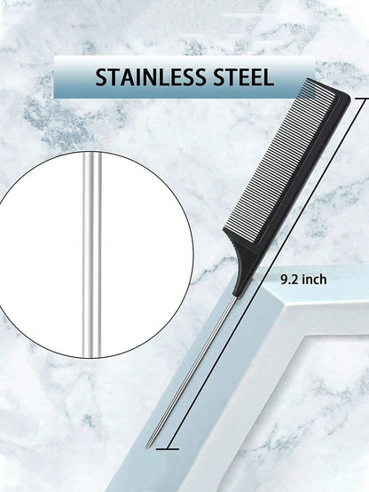 3pcs Professional Styling Comb Set – Triple Teaser Brush, Rat Tail Comb & Edge Brush for Salon or Wig Styling