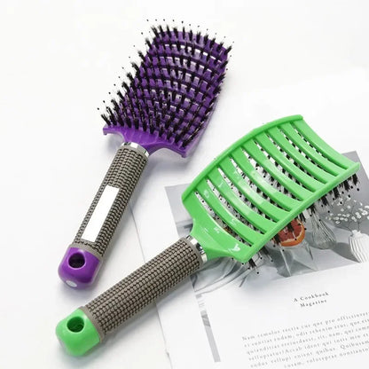 Hair Brush Exfoliating Hair Brush Bristle Women’s Wet Curly Hair Comb Salon Hair Styling Tool, Special for Real Hair Wigs