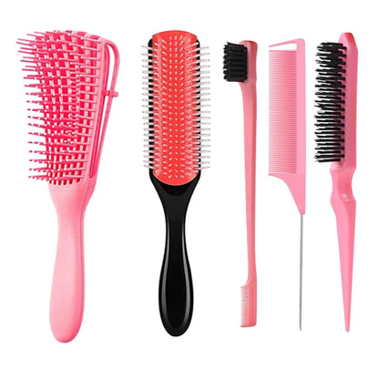 11 pcs Detangling Brush Set for Curly Hair with Spray Bottle + Scalp Massage Brush – Professional Anti-Frizz Styling Kit