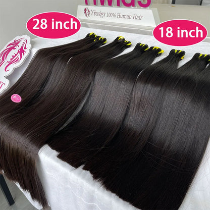 Super Double Drawn Bone Straight 100% Raw Human Hair Bundles — Unprocessed Virgin Weave Extensions for Women