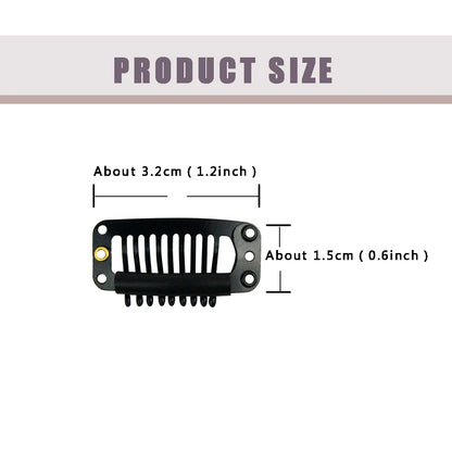 12 pcs 32 mm 9-Tooth Hair Extension Clips with Silicone Cushion – Professional Metal Wig & Extension Clips for Stylists