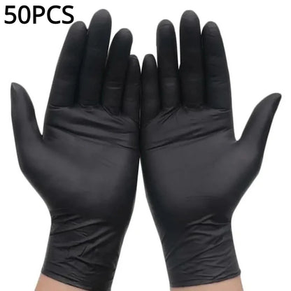 Black Nitrile Disposable Gloves — Thickened Waterproof Gloves for Hairdressing, Cleaning, Tattoo, and Salon Use (S/M/L/XL, 20–100 PCS)