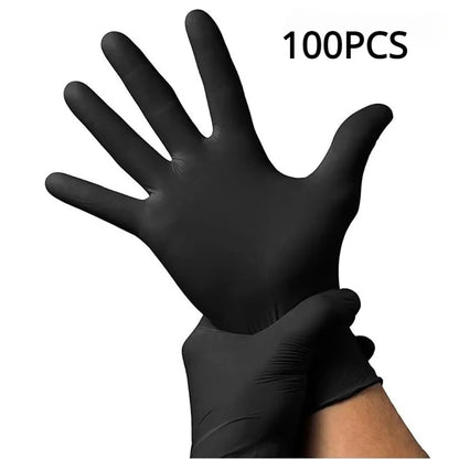 Black Nitrile Disposable Gloves — Thickened Waterproof Gloves for Hairdressing, Cleaning, Tattoo, and Salon Use (S/M/L/XL, 20–100 PCS)