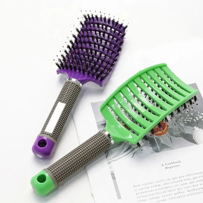 Hair Brush Exfoliating Hair Brush Bristle Women’s Wet Curly Hair Comb Salon Hair Styling Tool, Special for Real Hair Wigs