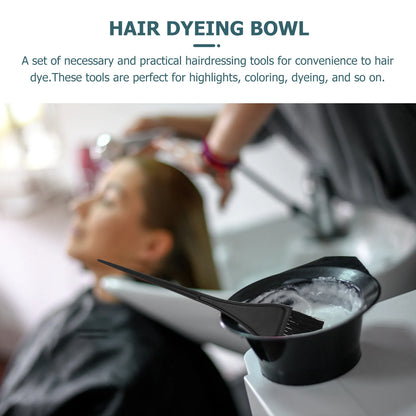 Professional Hair Coloring Kit Includes— 1 Set Plastic Tint Brush, Mixing Bowl, Comb, Cape, Gloves & Clips for Hair Dye & Highlighting