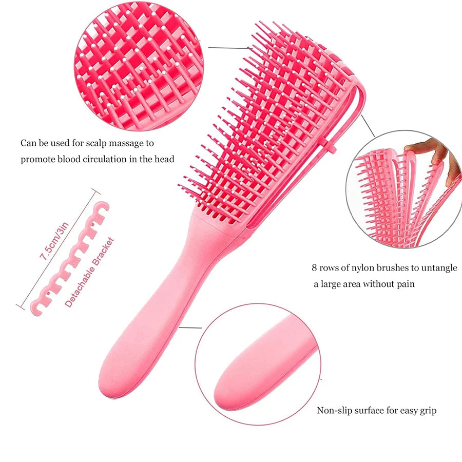11 pcs Detangling Brush Set for Curly Hair with Spray Bottle + Scalp Massage Brush – Professional Anti-Frizz Styling Kit