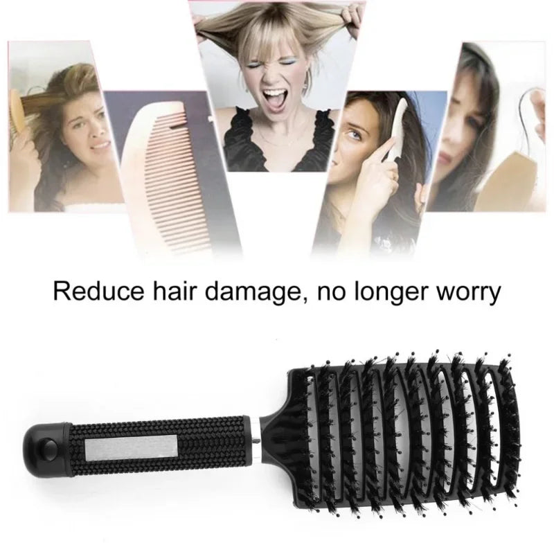 Hair Brush Exfoliating Hair Brush Bristle Women’s Wet Curly Hair Comb Salon Hair Styling Tool, Special for Real Hair Wigs